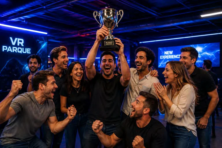 Grupo comemorando junto depois de uma atividade